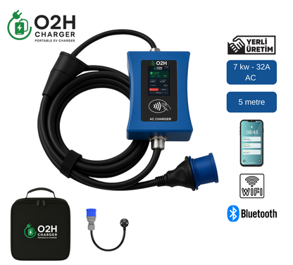 Taşınabilir Elektrikli Araç Şarj Cihazı 32A 7kw - 5m